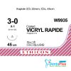 Sutures Absorbable Vicryl (Ethicon) Pack of 12 - rapide-3-0-22mm-1-2c-45cm